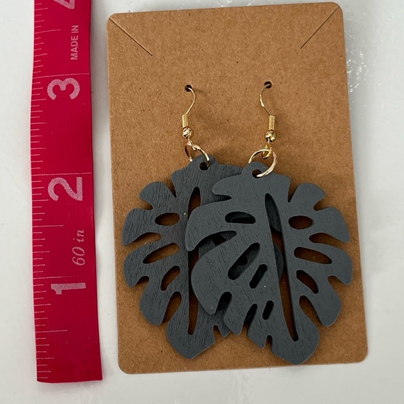 PALM EARRINGS | Wood | Gray | NWT - Picture 6 of 6